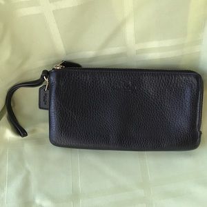 Coach Double Zip Wallet In Pebble Leather